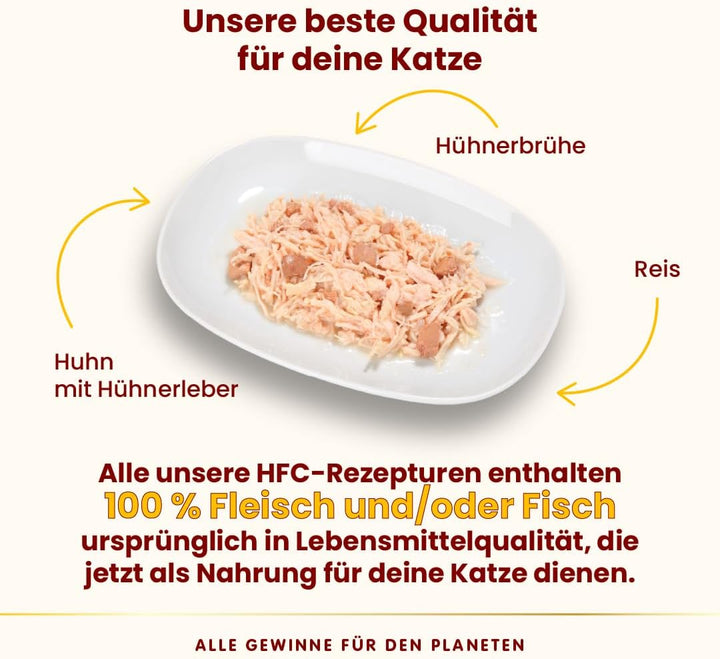 Almo Nature HFC Natural Nassfutter für ausgewachsene Katzen, Huhn und Leber, 24 Packungen à 70 g