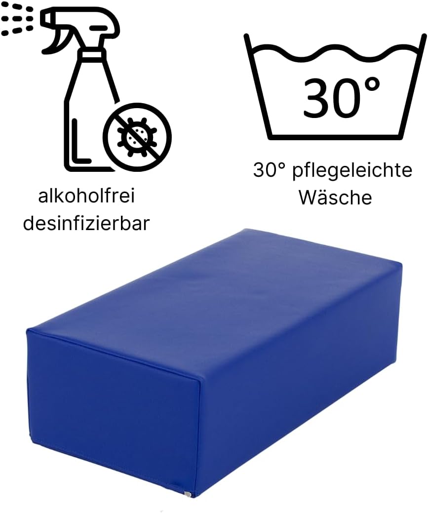 Stufen-Lagerungskissen 50 x 25 x 15cm aus qualitativem Ether-Schaum mit Kunstlederbezug, verstecktem