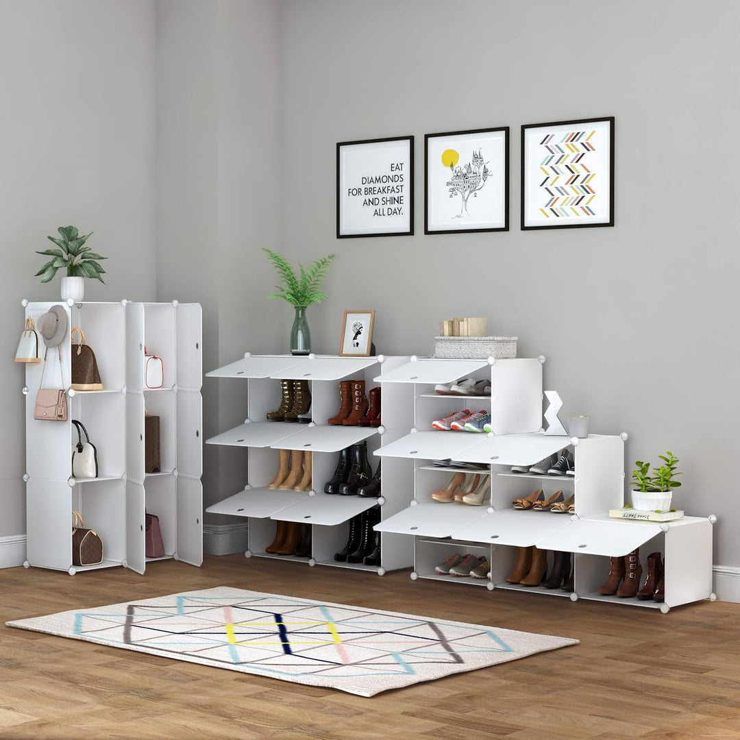 HOMIDEC Schuhregal, 5-stufiger Schuhschrank Kunststoff-Schuhregale Organizer für Schrank Flur Schlaf