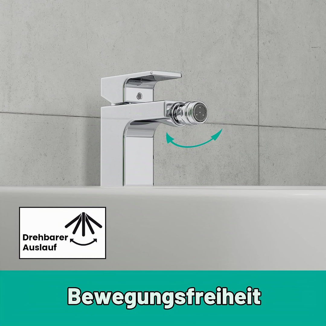 hansgrohe Einhebel-Bidetmischer Vernis Shape, Bidetarmatur mit Zugstange, wassersparend, Chrom, Chro