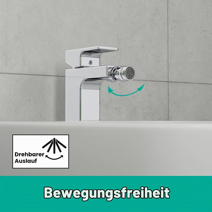 hansgrohe Einhebel-Bidetmischer Vernis Shape, Bidetarmatur mit Zugstange, wassersparend, Chrom, Chro