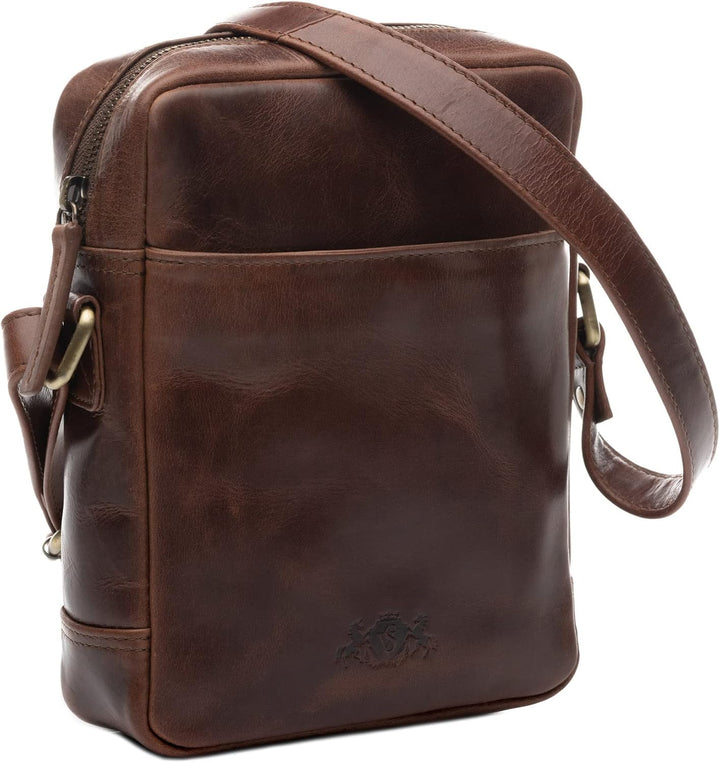 VS SID & VAIN kleine Umhängetasche echt Leder - Messenger bag DUBLIN - Schultertasche mit Schultergu