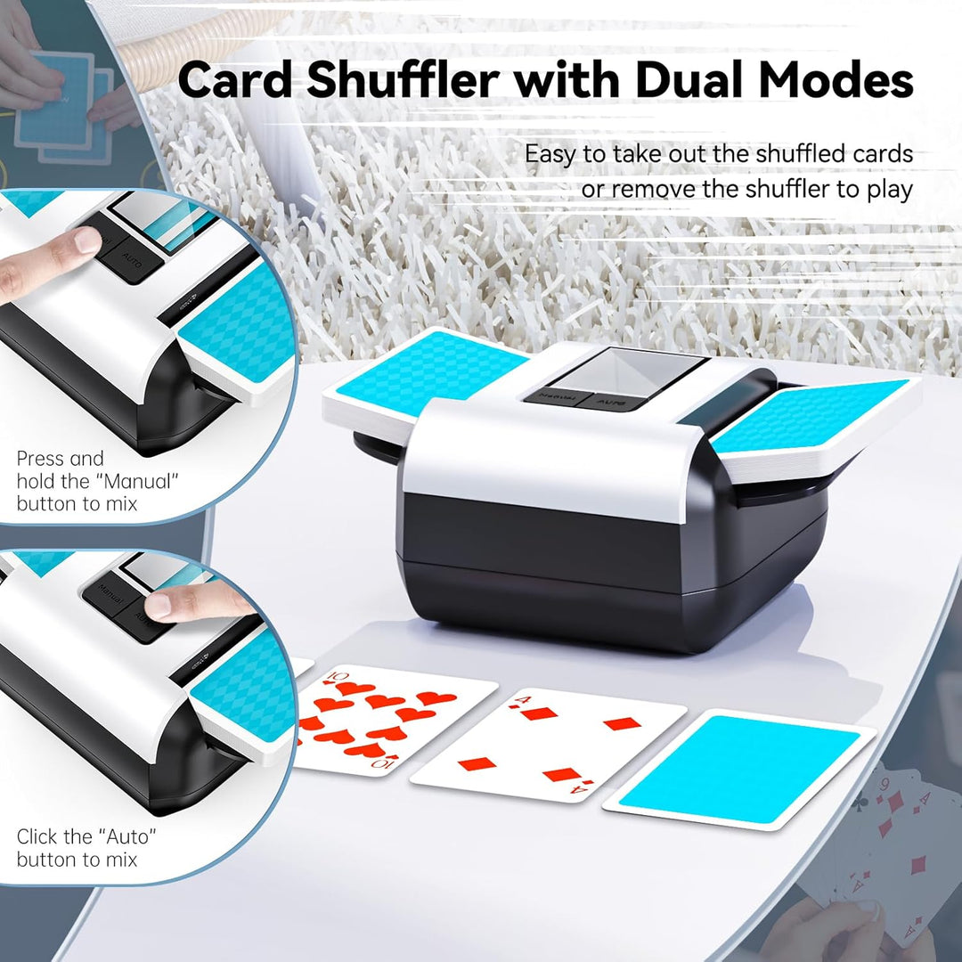 S1 Automatischer Kartenmischer mit 2000 mAh wiederaufladbarem eingebautem Akku, 2 Decks, ultra-leise