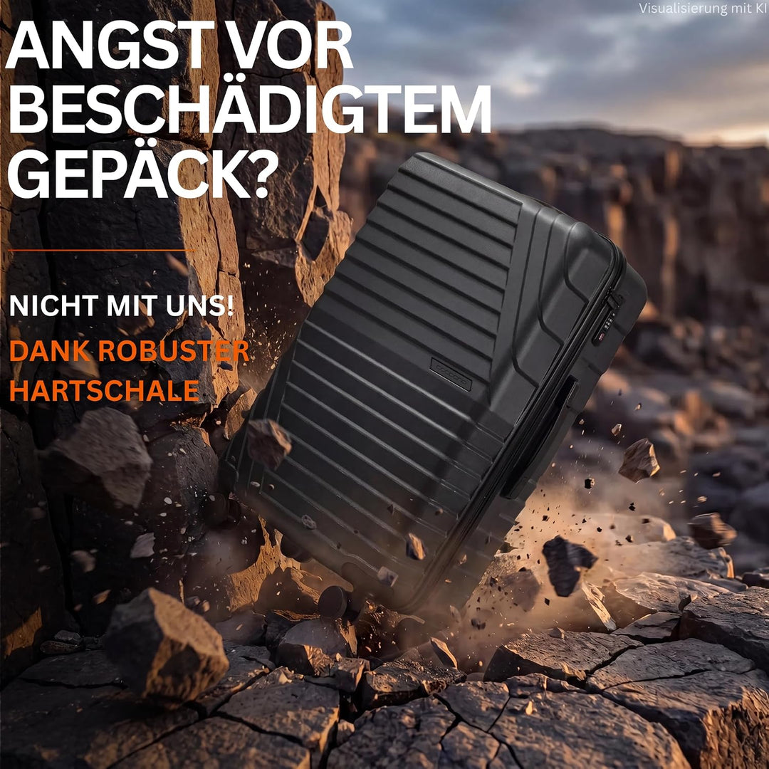 Cocoono Hartschalenkoffer XL Gross - 100L Volumen - 158cm Gurtmass - 8 Rollen 360° drehbar - Leichte