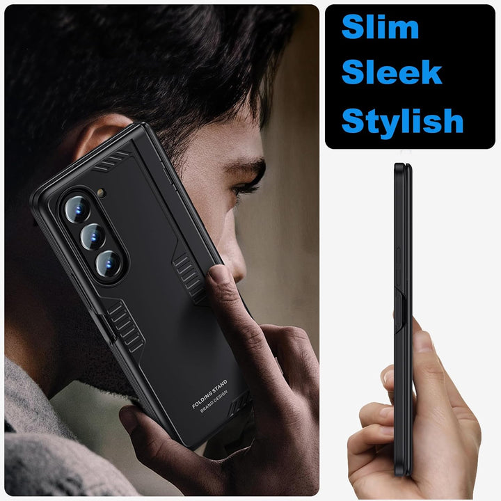 spoovcto for Samsung Galaxy Z Fold 5 Ständer Hülle mit Privatsphäre Bildschirmschutz & Scharnier Sch