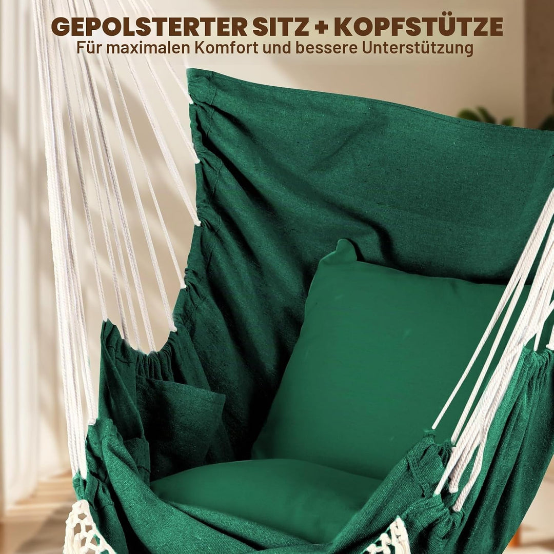 Chihee Hängesessel Hängende Schaukel 2 Kissen Enthalten,Langlebige Spreizstange Hängesessel aus Baum