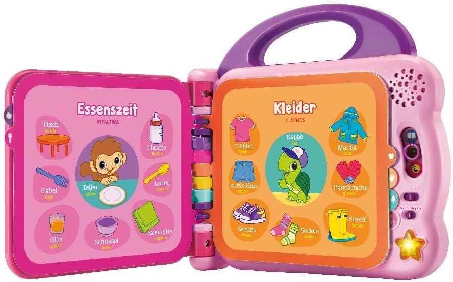 VTech Baby Mein 100-Wörter-Buch pink – Interaktives Bilderbuch zum Lernen erster Wörter mit 12 bilin