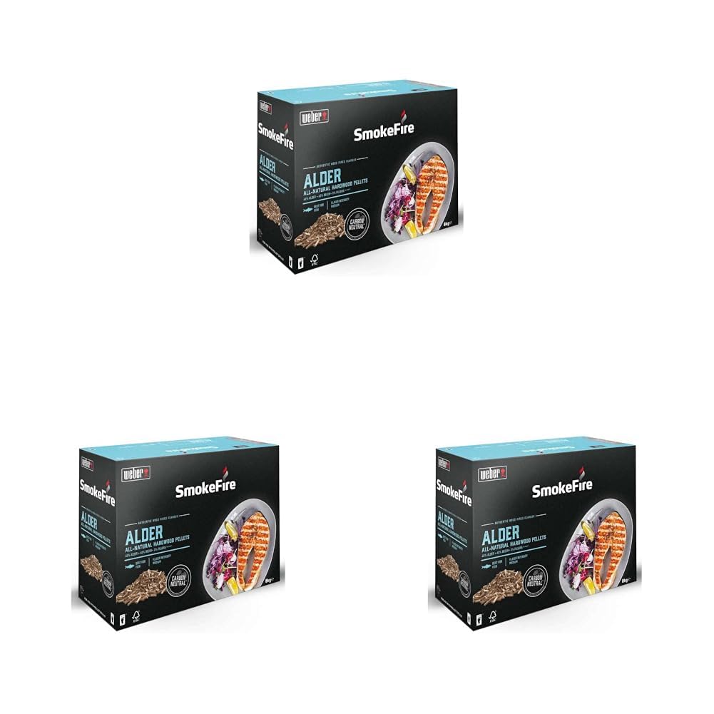 Weber Holzpellets - Erlenholz (8kg), perfekt zum Räuchern von Fisch, 100% natürliche Holzpellets, EU