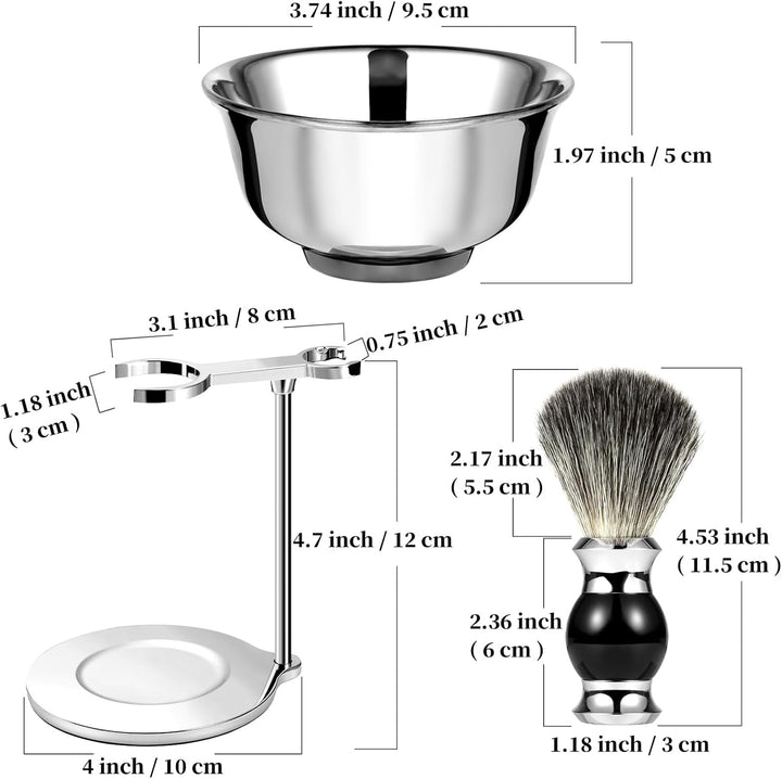 GRUTTI Rasierset, Badger Brush Soap Bowl und Rasierständer für Herrengeschenke,Rasiererhalter für He