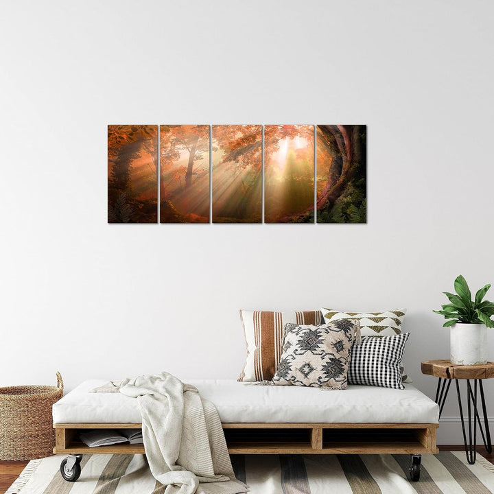 Runa Art Bild Wald Landschaft Wandbilder auf Vlies Leinwand 5 Teilig Wanddekoration Schlafzimmer Woh