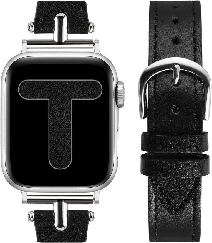 Wearlizer Lederarmband Kompatibel mit Apple Watch Armband 41mm 38mm 40mm Damen, Echtesleder Armband
