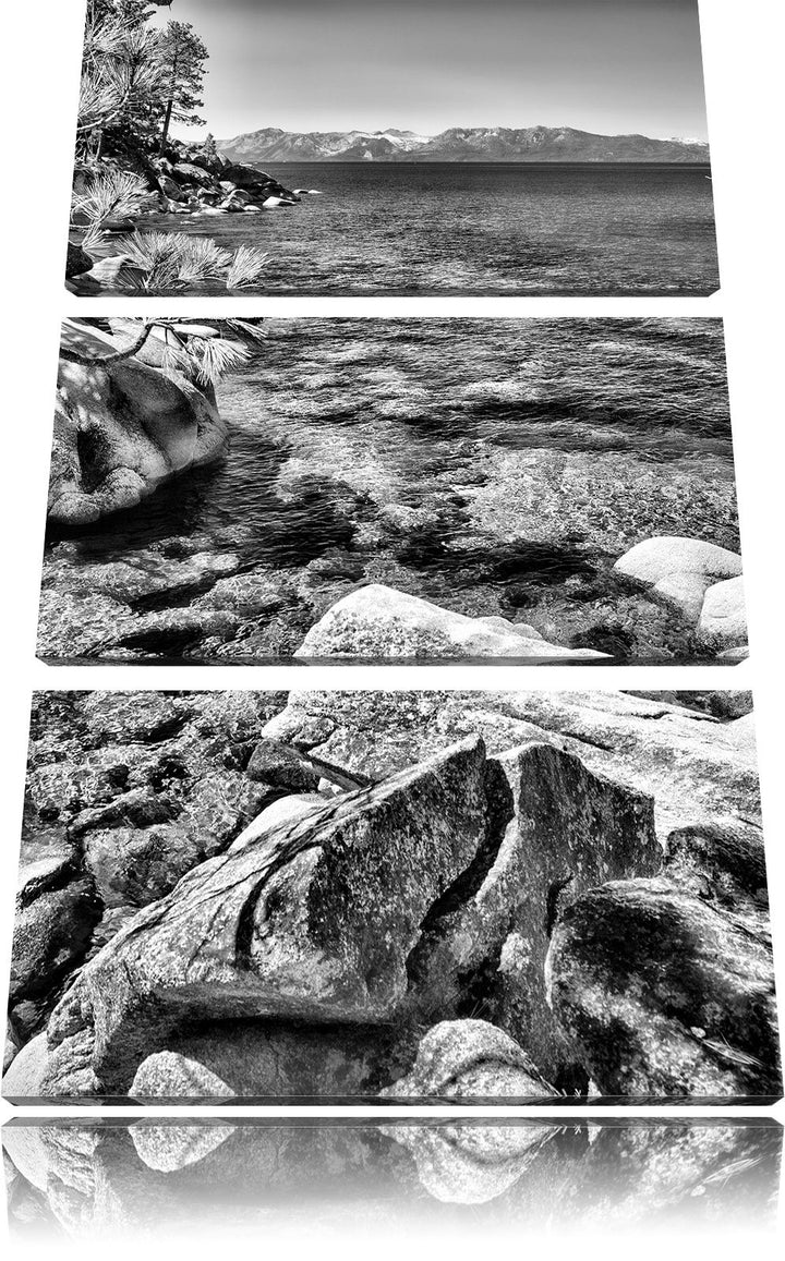 Pixxprint Steinbucht im Mittelmeer als Leinwandbild/Grösse: 3 Teilig (120x80) cm/Wandbild/Kunstdruck