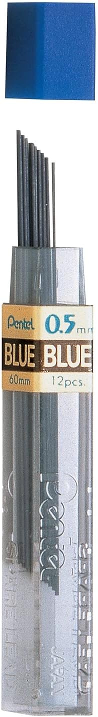 Pentel PPB Cases mit 12 blau Ersatzmine für Druckbleistifte 0,5 mm blau 0,5Â mm, blau 0,5Â mm