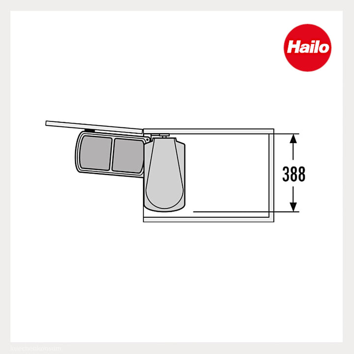 Hailo Abfallsammler 341610 | Duo 16 L Mülleimer | Einbau ab 45 cm Schrankbreite | Edelstahl Schwarz