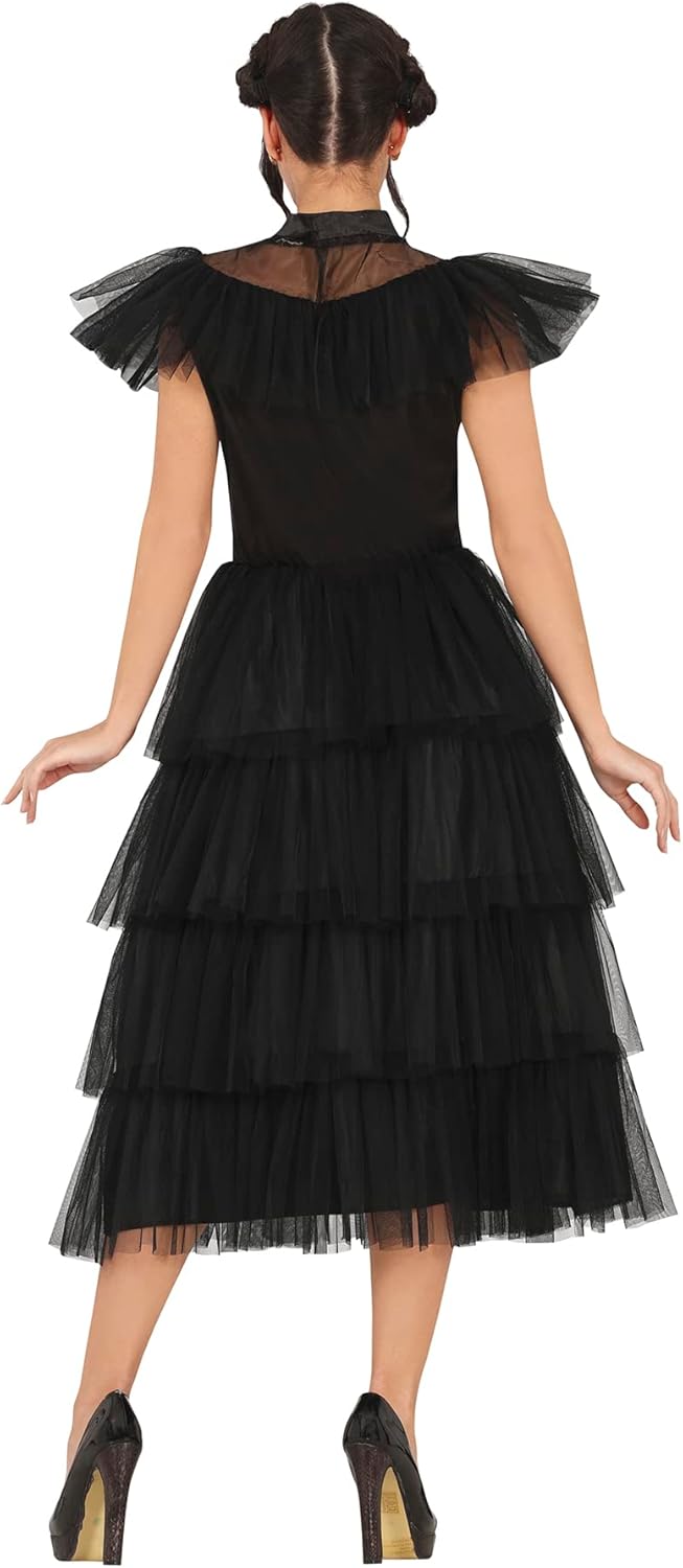 FIESTAS GUIRCA | Gothic Girl Nachtkönigin Kostüm - Kleid und Blume für Teenager und Erwachsene - Got