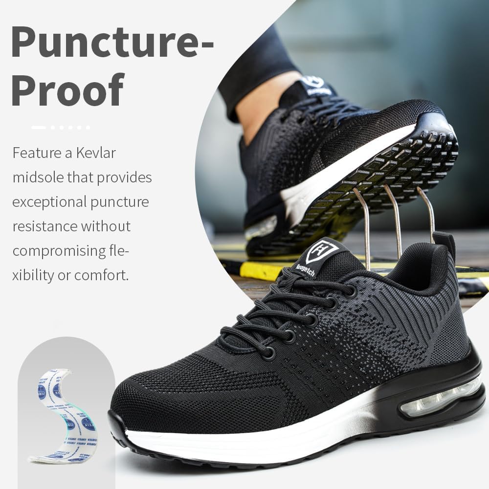 Nasogetch Sicherheitsschuhe Damen Herren Stahlkappenschuhe Arbeitsschuhe Sportlich Atmungsaktiv 36 E