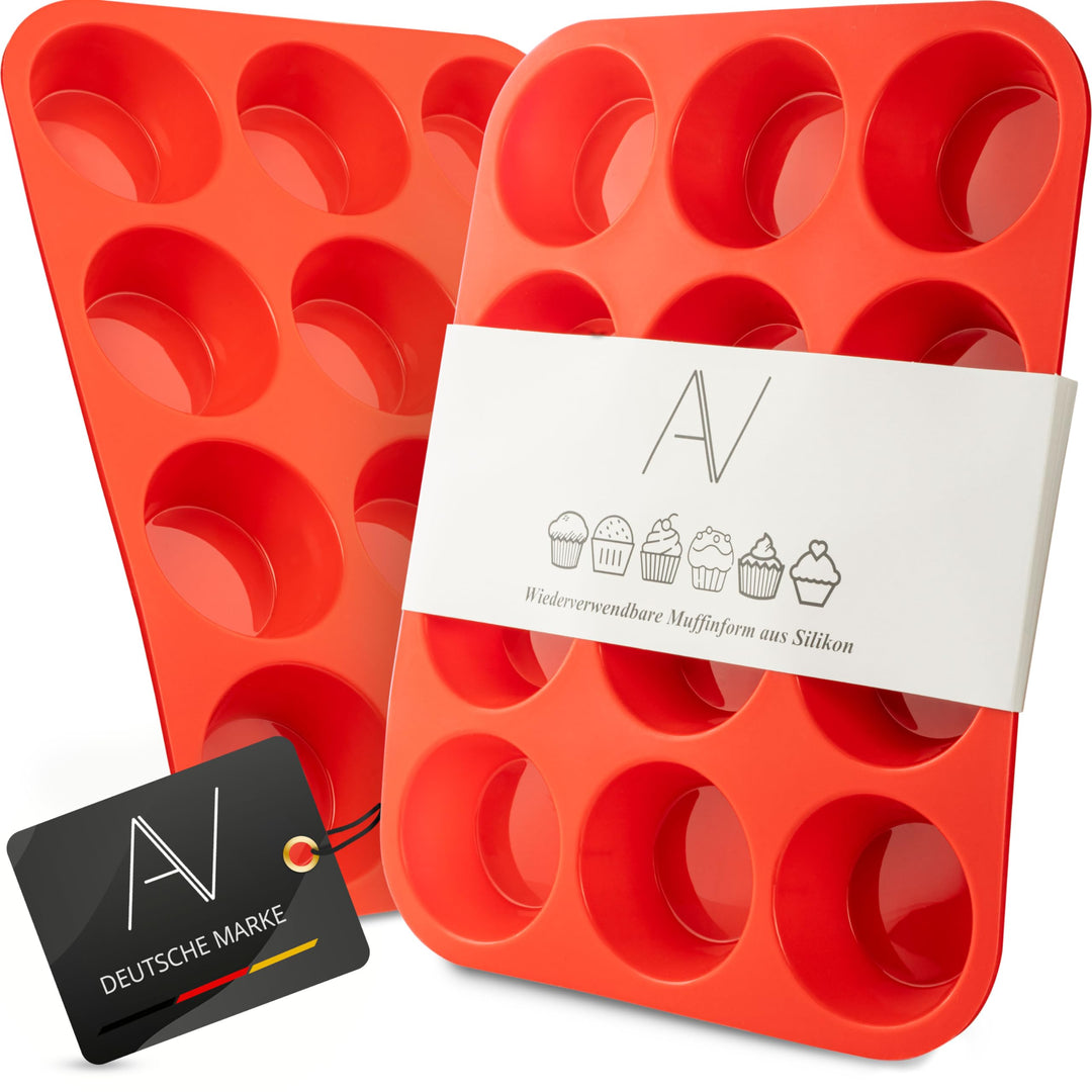 AVANA Muffinblech aus Silikon für 12 Muffins BPA-frei Antihaftbeschichtung Muffin Form Cupcake Backb
