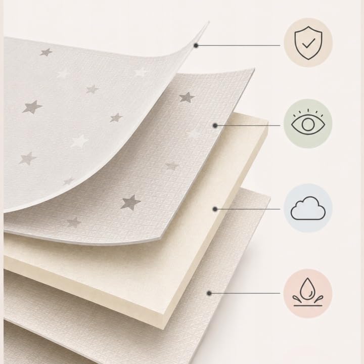 XL Krabbelmatte 180x200 cm Faltbar Beidseitig – Baby Spielmatte aus XPE Schaumstoff Wasserdicht Ruts