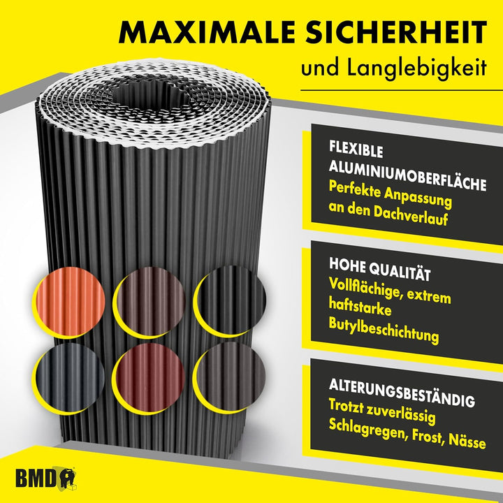 BMD Kaminanschlussband Wandanschlussband 300 mm x 5 m plissiert (braun (RAL 8017)) Kaminanschluss Wa