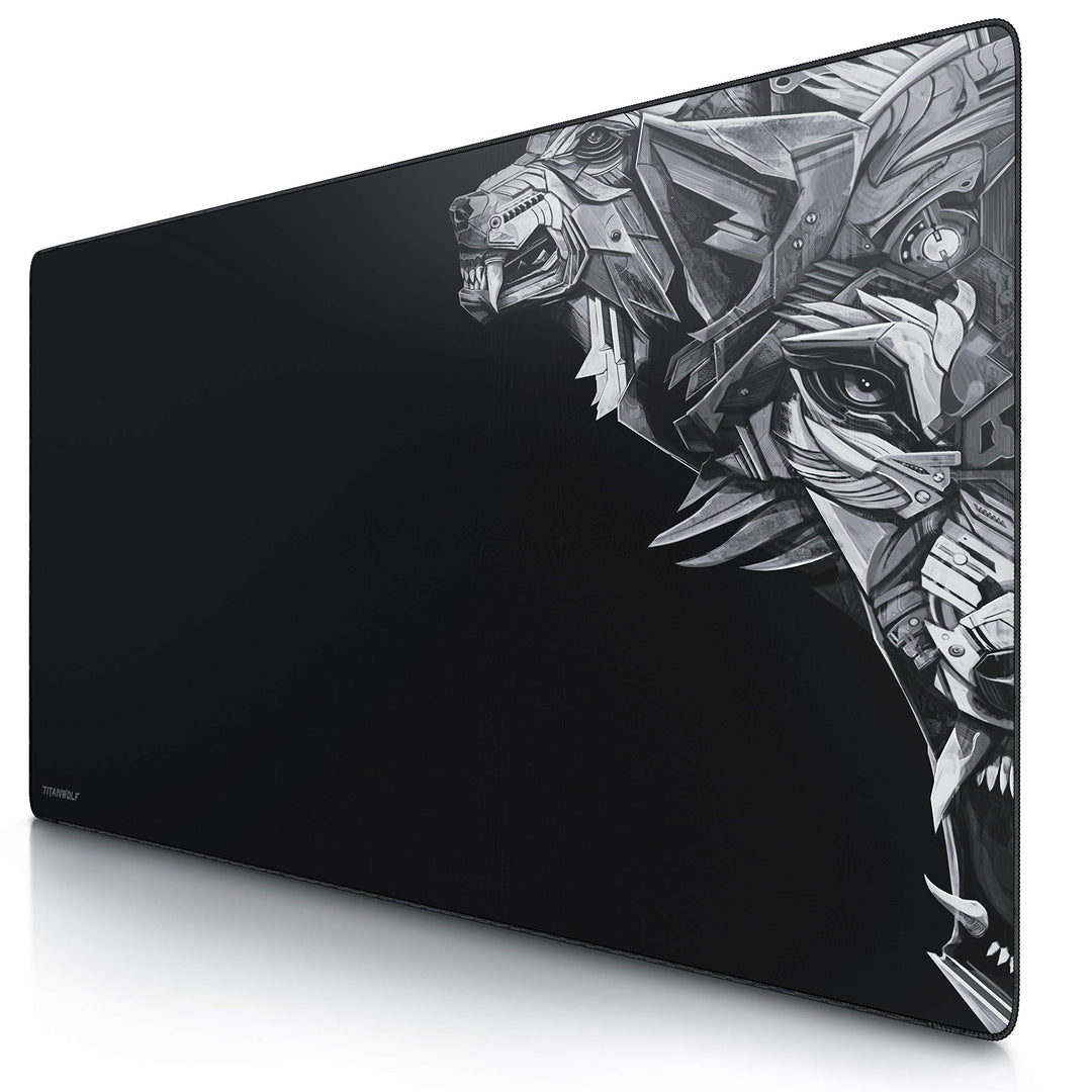 CSL - Übergrösse Mauspad Gaming Titanwolf 1200x600mm - XXXL Mousepad gross mit Motiv - Tischunterlag