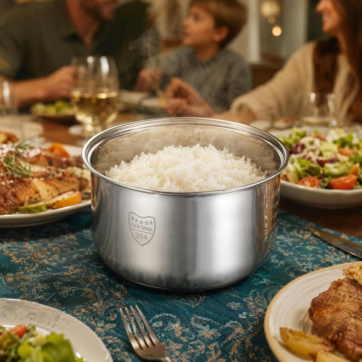 Amosfun Edelstahl Reiskocher Innentopf 2L Universal Ersatztopf FüR Elektrische Reiskocher Zum Kochen