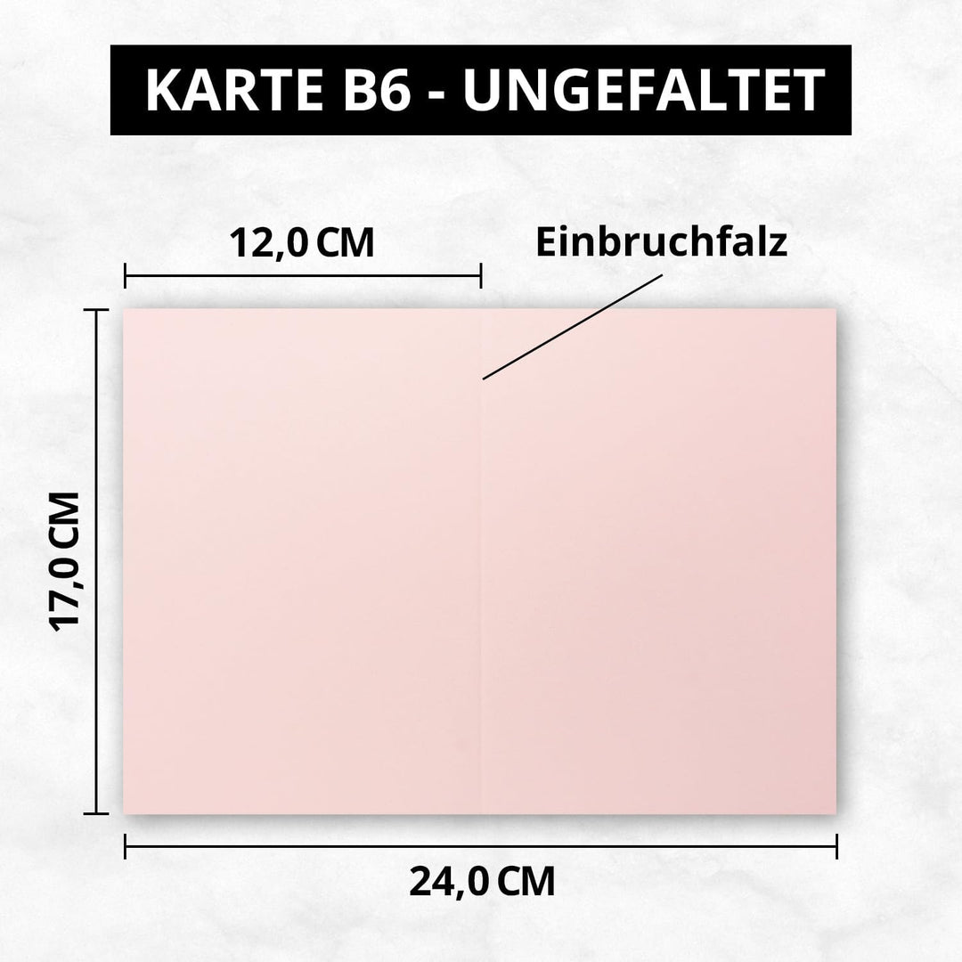 500 Faltkarten B6 - Rosa - Blanko Doppel-Karten - 12 x 17 cm - sehr formstabil - für Drucker geeigne
