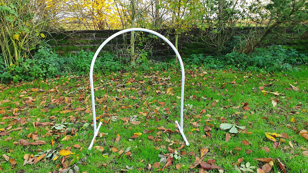 Hoopers Bogen / VDH-Konform / Hoop / Hoops / Fun Hoopers Agility Bogen mit Ständer / PVC weiss / hel