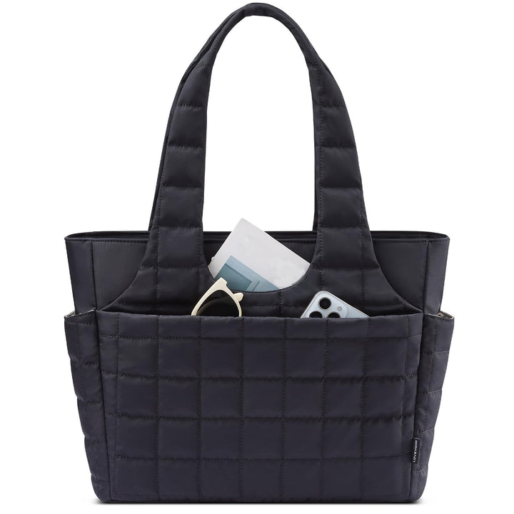 LOVEVOOK Puffer Handtasche Damen Gross, 15,6 Zoll Laptoptasche Shopper Tasche mit Wasserflaschenfach