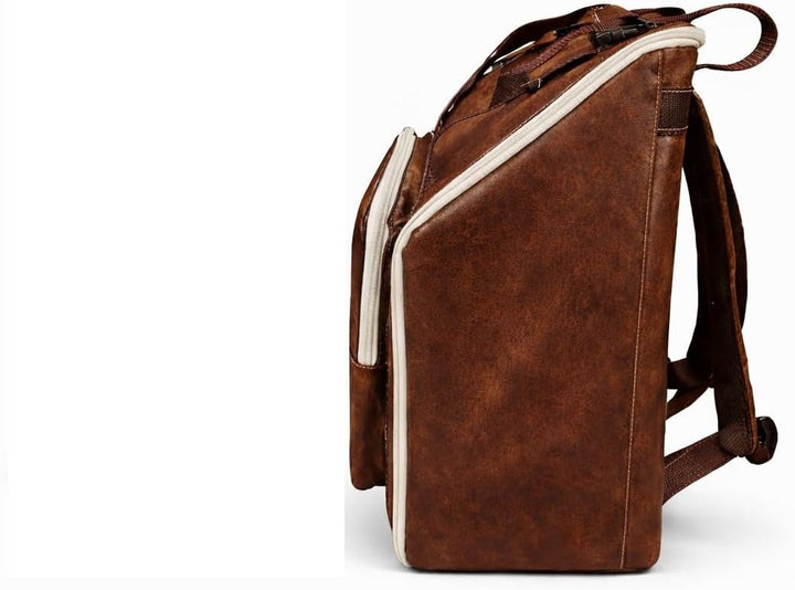 Generisch Steirische Harmonika Tasche Rucksack Deluxe-PRO Leder braun für 4-reihige Harmonikas