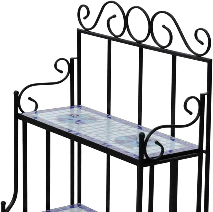 vidaXL Wandregal Mosaik Standregal Pflanzregal Blumentreppe Garten Blumenregal Blau und Weiss, Blau