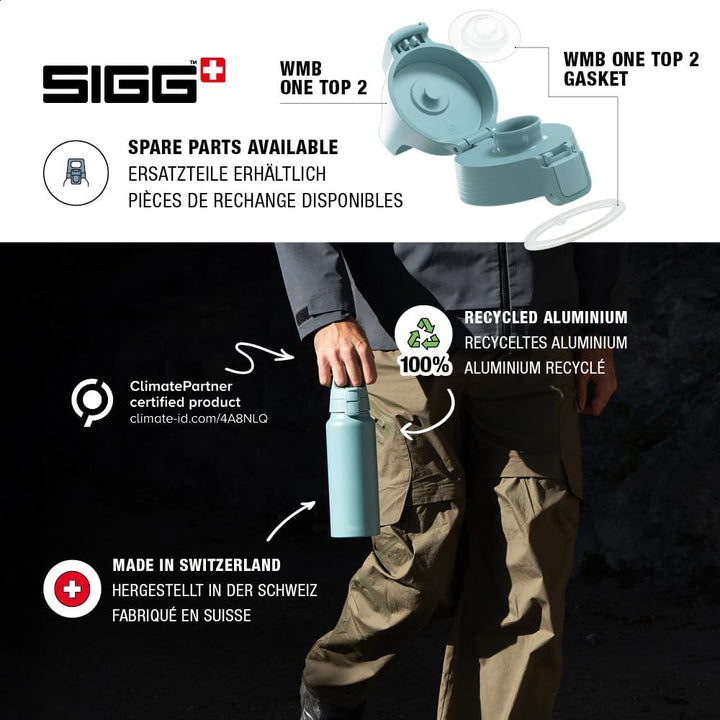 SIGG - Alu Trinkflasche - WMB ONE - Made in Switzerland - ClimatePartner - Kohlensäure geeignet - Au