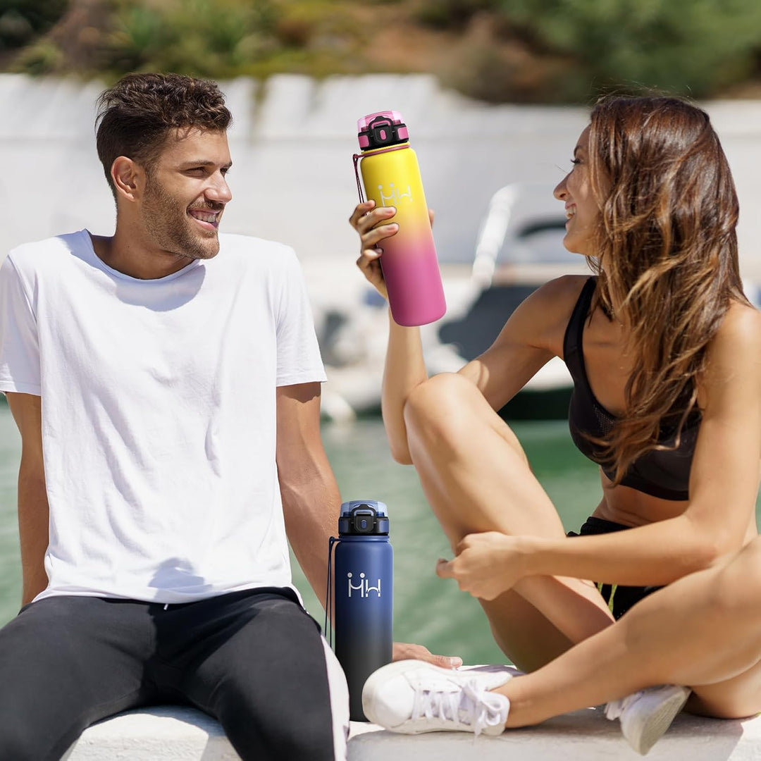 Thermosflasche 1L, Thermosflasche mit Strohhalm, Trinkflasche Kohlensäure Geeignet, Vakuum Edelstahl
