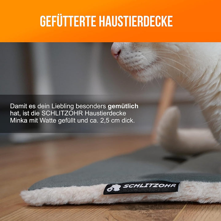 SCHLITZOHR Gefütterte Haustierdecke, waschbare Liegedecke für Hunde und Katzen, Katzendecke, Hundede