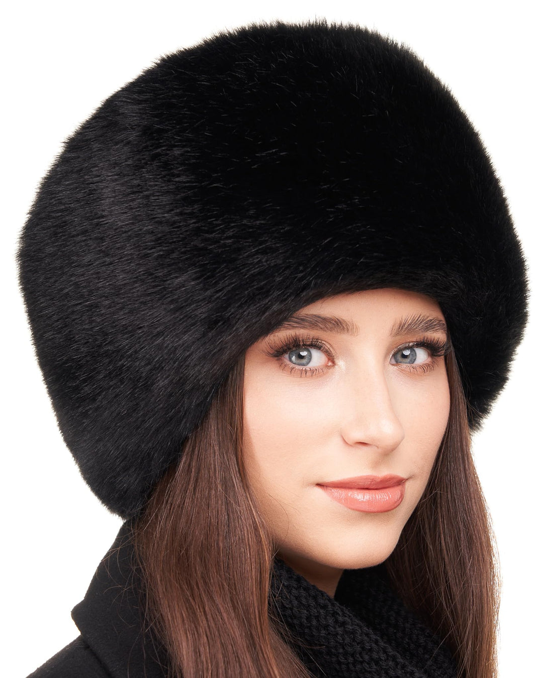 Futrzane Siberian Kosakenmütze - Pelzmütze Damen - Fell Pelz Russische Mütze S Schwarz Siberian, S S