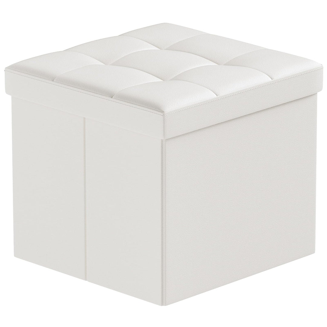 BRIAN & DANY Sitzhocker faltbar Sitzbank Kunstleder Aufbewahrungsbox mit Stauraum, Weiss, 38 x 38 x