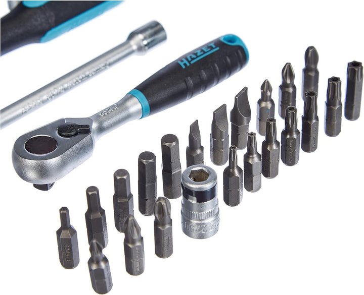 HAZET Profi-Steckschlüssel-Set 853-1 | 36-teilig, mit Profi-Umschaltknarre, verschiedene Bits und St