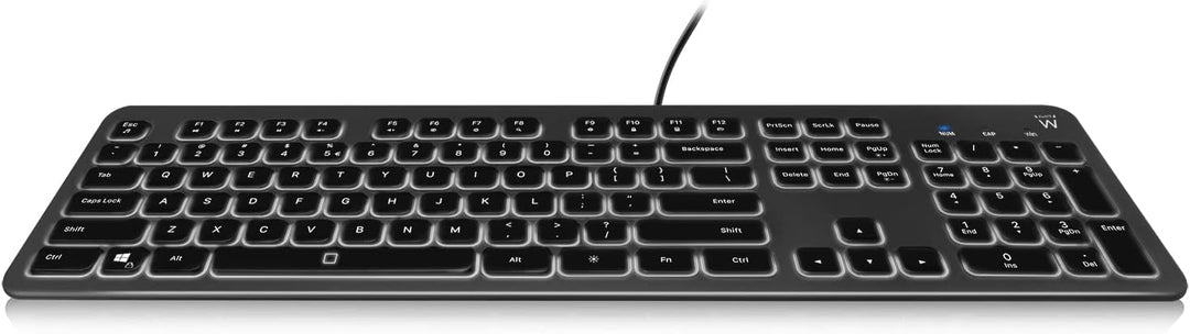 Ewent EW3268 Tastatur mit LED-Hintergrundbeleuchtung, USB-Kabel, Standardgrösse, grosser Druck, ital