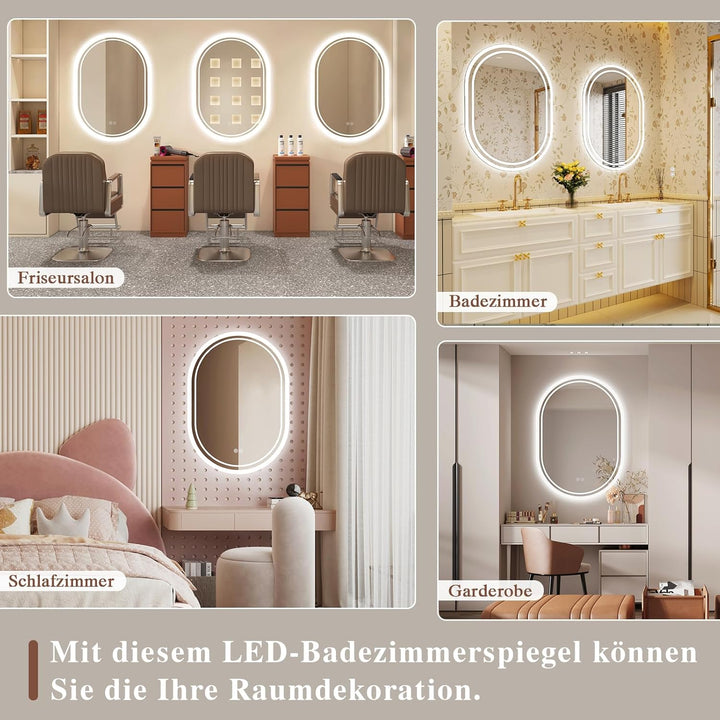 Badspiegel-mit-Beleuchtung - Badezimmerspiegel LED Badezimmer Spiegel mit Beleuchtung Beschlagfrei,
