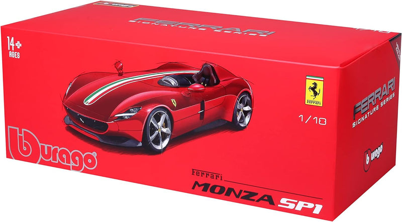 Bburago 18-16909 Ferrari Monza SP1 Modellauto im Massstab 1:18, Verschiedene Designs und Farben