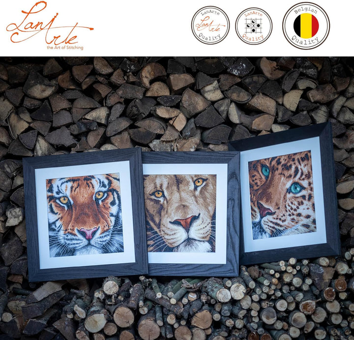 LANARTE PN Zählmusterpackung Tiger Aida Kreuzstichpackung, Baumwolle, Mehrfarbig, 35 x 34 x 0.3 cm,