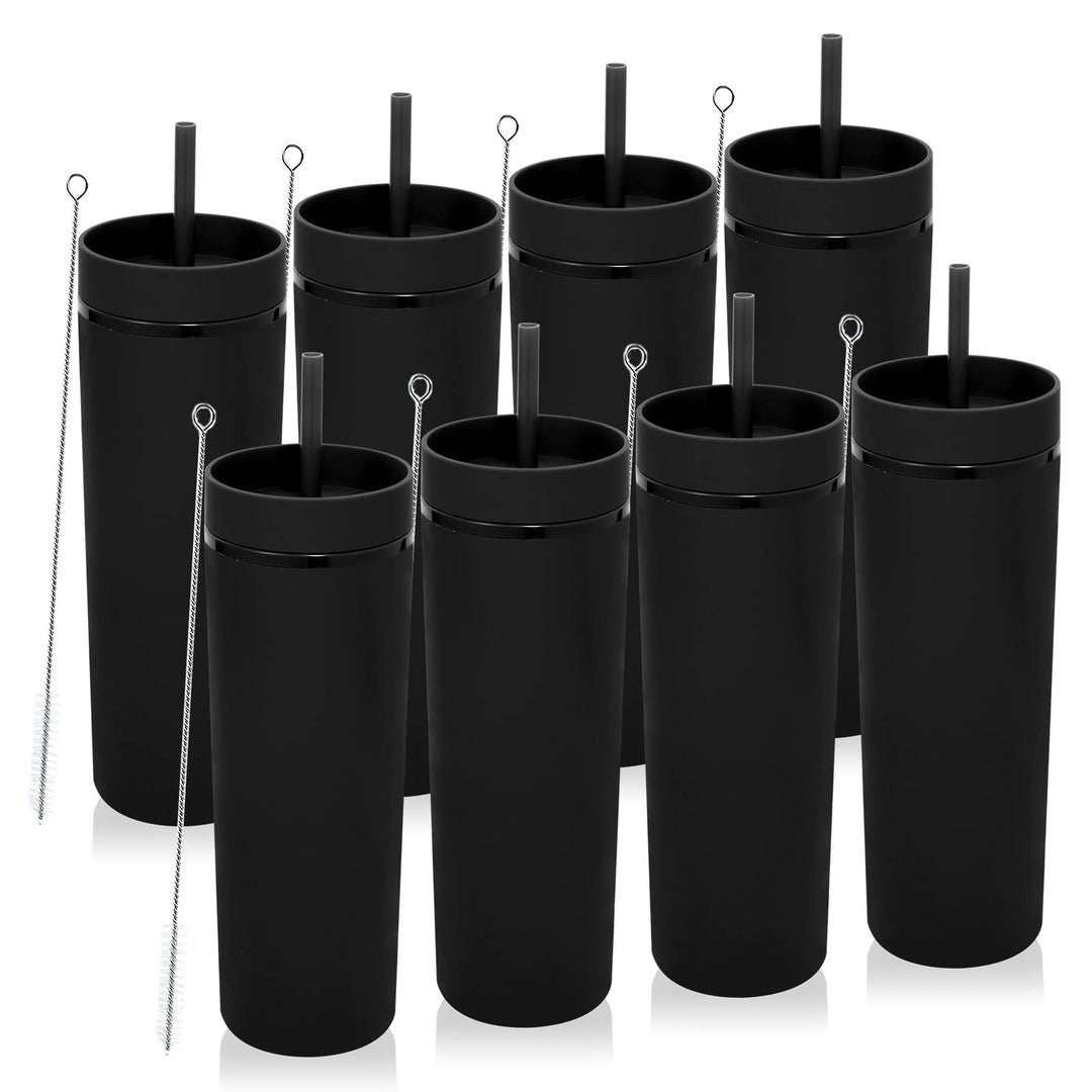 Volhoply 600 ml Trinkbecher mit Deckel und Strohhalm Achterpack,20oz Doppelwandiger Wiederverwendbar