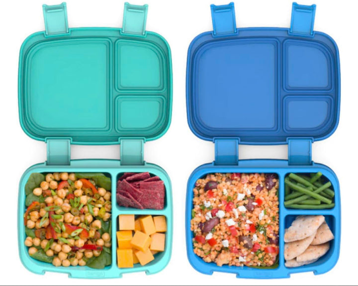 Bentgo Fresh Lunchbox im Bento-Stil, auslaufsicher, vielseitig, 4 Fächer, Blau/Grün, 2 Stück