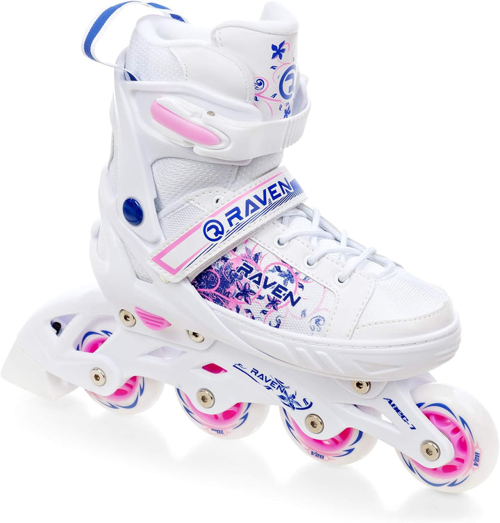 3in1 Inline Skates Inliner/Triskates/Rollschuhe Raven Lia/Loret verstellbar mit LED Leuchtrad 28-32