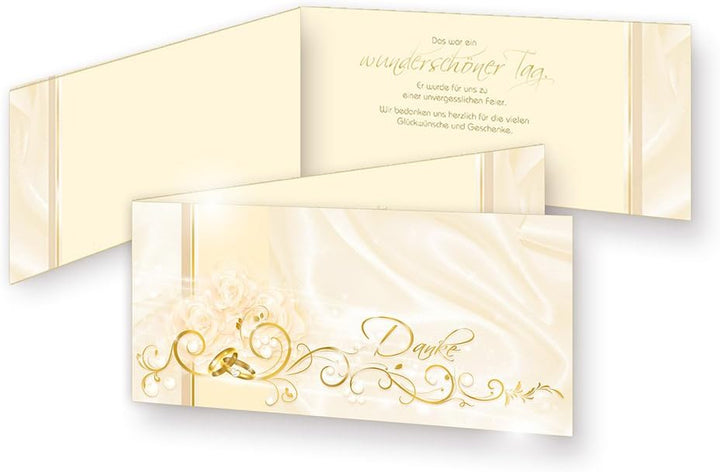 tatmotive Danksagungskarten Hochzeit PERLMUTT (10 Sets) sehr elegante Dankeskarten für Hochzeit, ink