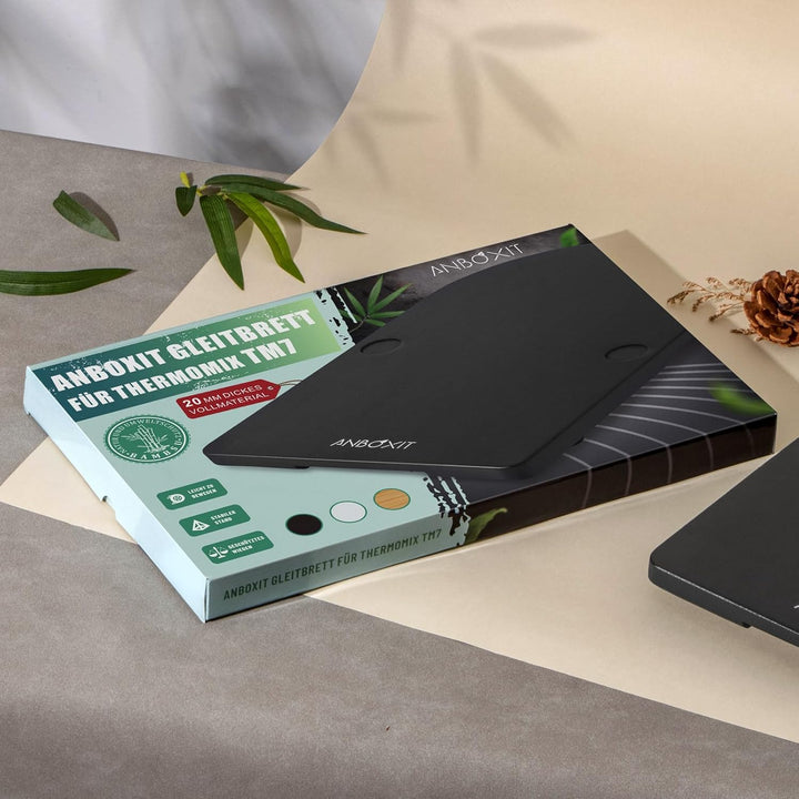 Gleitbrett TM7 für Thermomix, Brett für Thermomix mit Rollen, Leicht Gleitendes Bambus Rollbrett/Sli