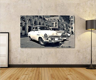 islandburner Bild Bilder auf Leinwand Taxi Cuba V2 Havanna 1p XXL Poster Leinwandbild Wandbild Dekoa