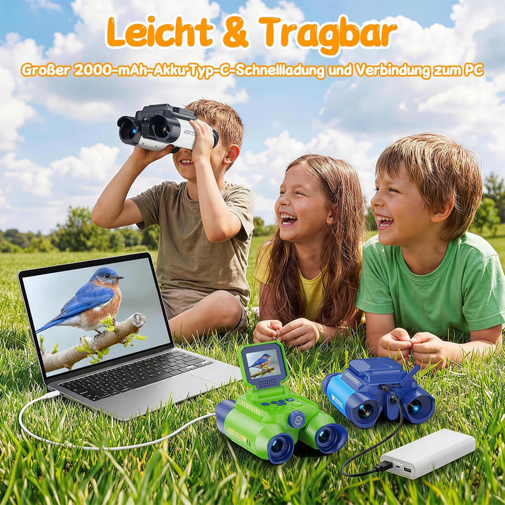 Interaktives Fernglas Kinder mit Nachtsicht, Kamera, Video(Weiss) | Kinderfernglas mit 10-facher Ver