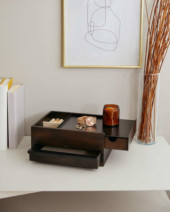 Umbra Stowit Design Schmuckkasten – moderne Schmuck Box mit Geheimfächern für Ringe, Armbänder, Uhre