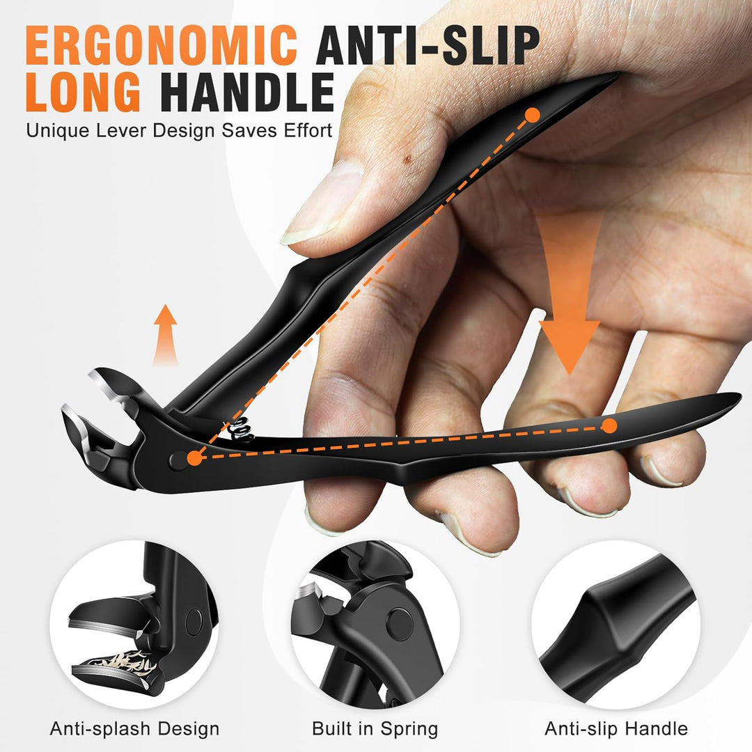 Winkelkopf Nagelknipser für Senioren - DRMODE Ergonomischer Nagelknipser Fussnägel mit Auffangbehält