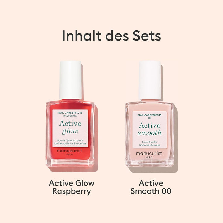 Manucurist Active Icons Duo Nagellack Set | Active Glow Raspberry und Active Smooth 00 Nagellacke –
